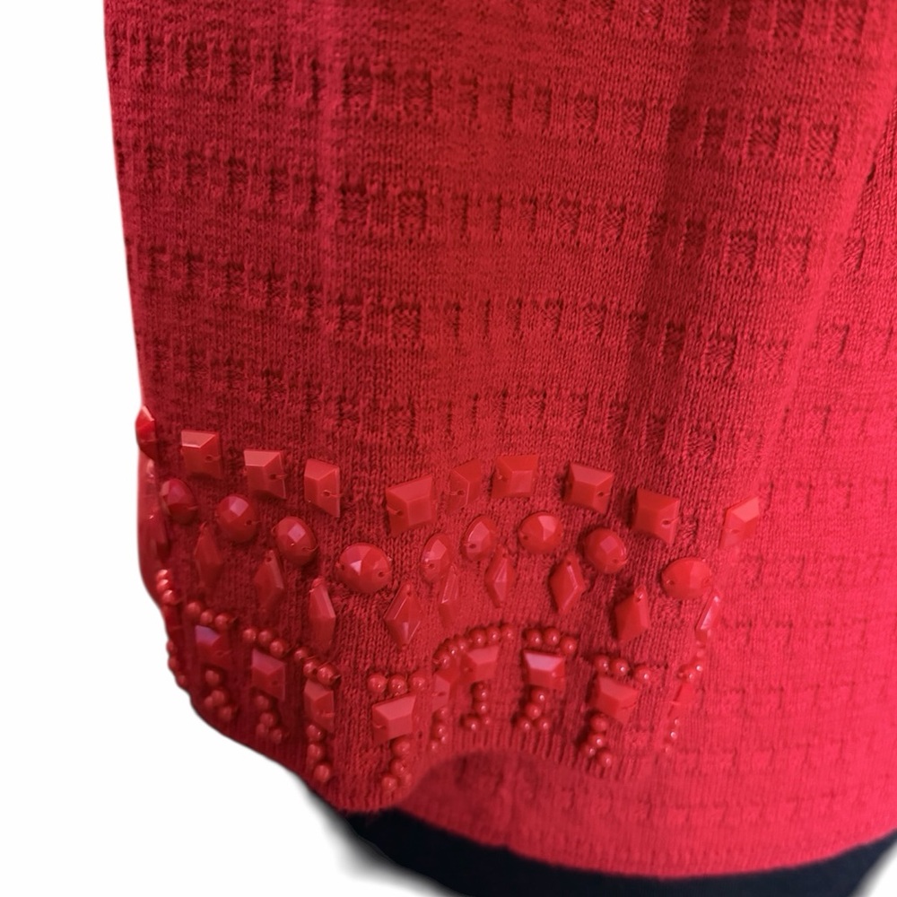 Ruby Rd Plus Size Beaded Red Cardigan Jacket with Snap Closure Size 2X - Picture 4 of 8